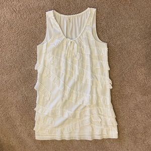 J.CREW | white shift dress with ruffles